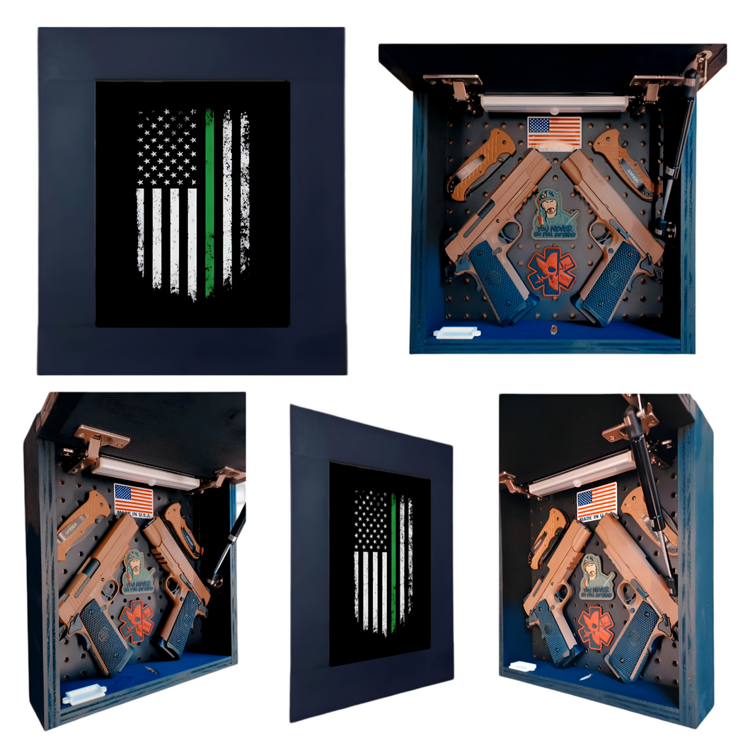 Thin Green Line Flag Deluxe Gun Concealment Picture Frame