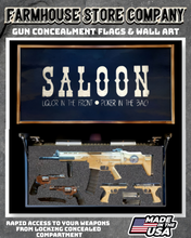 Load image into Gallery viewer, Gun Concealment Flag Deluxe Wall Art Charred Black Saloon Design
