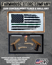 Load image into Gallery viewer, Gun Concealment Flag Deluxe Handgun Wall Art Charred White Thin Green Line Design
