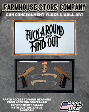 Load image into Gallery viewer, Gun Concealment Flag Deluxe Handgun Wall Art White FAFO Design
