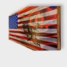 Load image into Gallery viewer, Large Charred Deluxe American Concealment Flag Wall Art 2.0 With Bald Eagle
