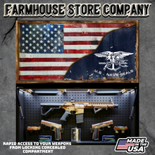 Load image into Gallery viewer, Gun Concealment Flag Deluxe Wall Art TORN &amp; BATTLE-WORN BLUE Navy Seals Design
