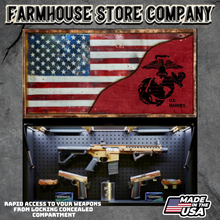 Load image into Gallery viewer, Gun Concealment Flag Deluxe Wall Art TORN &amp; BATTLE-WORN RED US Marines Design
