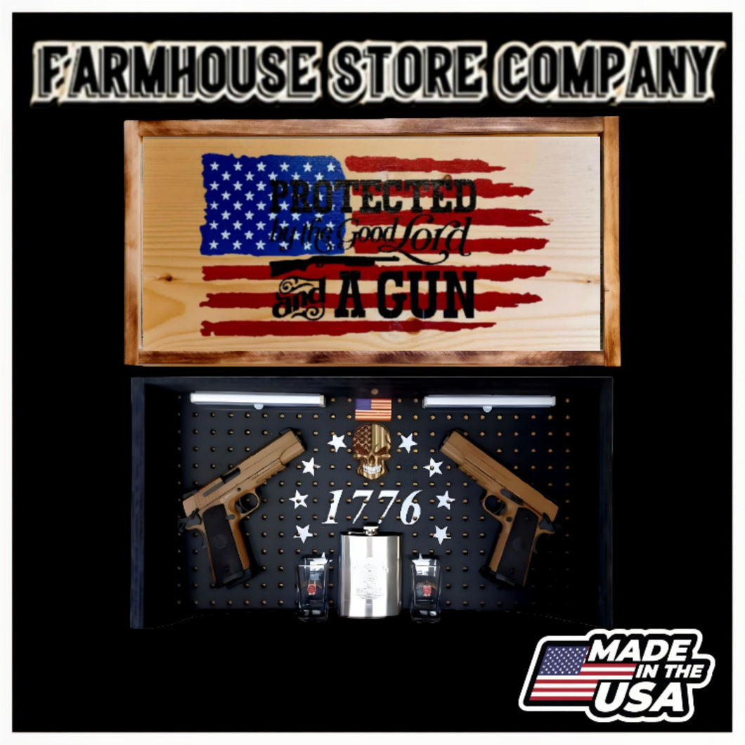 Good Lord & A Gun American Flag Concealment Wall Art