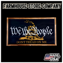 Load image into Gallery viewer, Deluxe Charred WTP Gasden Flag Handgun Concealment Wall Art

