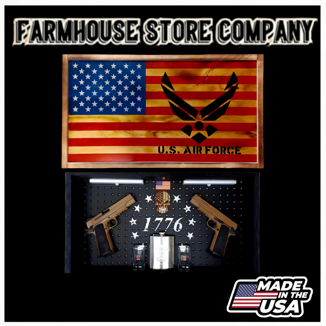 Deluxe Charred US Air Force Flag Handgun Concealment Wall Art