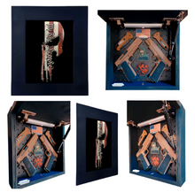 Load image into Gallery viewer, Torn We The People Flag Punisher Deluxe Gun Concealment Picture Frame
