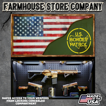 Load image into Gallery viewer, Gun Concealment Flag Deluxe Wall Art TORN &amp; BATTLE-WORN OD GREEN Border Patrol Design
