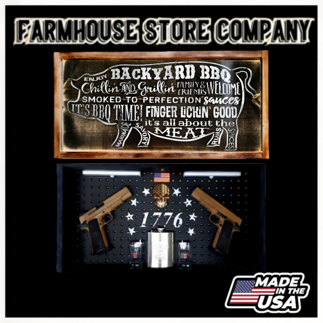 Backyard BBQ Deluxe Gun Concealment Flag Wall Art