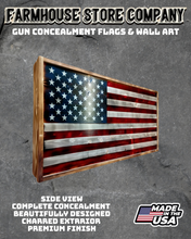 Load image into Gallery viewer, Gun Concealment Flag Deluxe Handgun Wall Art BATTLE-WORN OD GREEN Army Ranger Design
