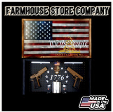 Load image into Gallery viewer, Deluxe Charred American Flag &amp; WTP Gadsden Handgun Concealment Flag Wall Art

