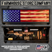 Load image into Gallery viewer, Gun Concealment Coat Rack Black Unit Charred American Flag Design
