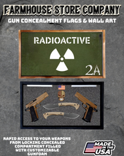 Load image into Gallery viewer, Gun Concealment Flag Deluxe Handgun Wall Art BATTLE-WORN OD GREEN Radioactive 2A Design
