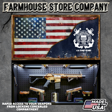 Load image into Gallery viewer, Gun Concealment Flag Deluxe Wall Art TORN &amp; BATTLE-WORN BLUE Coast Guard Design

