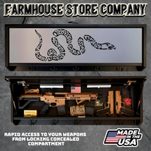 Load image into Gallery viewer, Gun Concealment Coat Rack Black Unit White Join Or Die Snake Design
