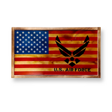 Load image into Gallery viewer, Large Charred Deluxe AIR FORCE American Concealment Flag Wall Art 2.0
