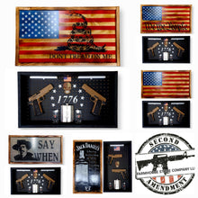 Load image into Gallery viewer, Deluxe Charred Don&#39;t Tread On Me Flag Handgun Concealment Wall Art
