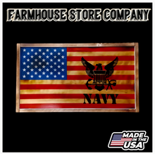Load image into Gallery viewer, Deluxe Charred US Navy Flag Handgun Concealment Wall Art
