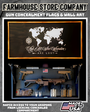 Load image into Gallery viewer, Gun Concealment Flag Deluxe Wall Art Charred Black World Map Design
