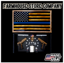 Load image into Gallery viewer, Deluxe Charred Thin Blue Line Flag Handgun Concealment Wall Art
