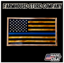 Load image into Gallery viewer, Deluxe Charred Thin Blue Line Flag Handgun Concealment Wall Art
