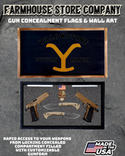 Load image into Gallery viewer, Gun Concealment Flag Deluxe Handgun Wall Art Charred Black Yellowstone Design
