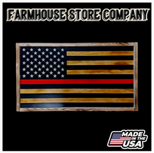 Load image into Gallery viewer, Deluxe Charred Thin Red Line Flag Handgun Concealment Wall Art
