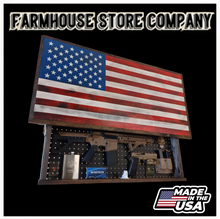 Load image into Gallery viewer, Timber Framed Deluxe Gun Concealment American Flag Coffee Table
