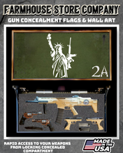 Load image into Gallery viewer, Gun Concealment Flag Deluxe Wall Art BATTLE-WORN OD GREEN 2A Liberty Design
