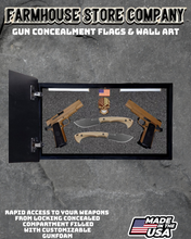 Load image into Gallery viewer, Gun Concealment Flag Deluxe Handgun Wall Art BATTLE-WORN OD GREEN Army Ranger Design

