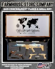 Load image into Gallery viewer, Gun Concealment Flag Deluxe Wall Art Charred White World Map Design
