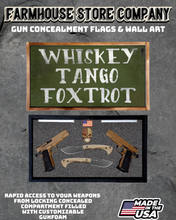 Load image into Gallery viewer, Gun Concealment Flag Deluxe Handgun Wall Art BATTLE-WORN OD GREEN  WTF Design
