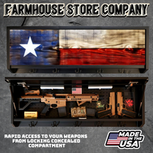 Load image into Gallery viewer, Gun Concealment Coat Rack Black Unit Texas Flag Design
