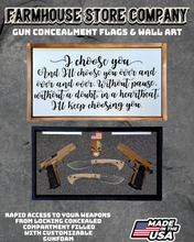 Load image into Gallery viewer, Gun Concealment Flag Deluxe Handgun Wall Art Charred White Choose You Design
