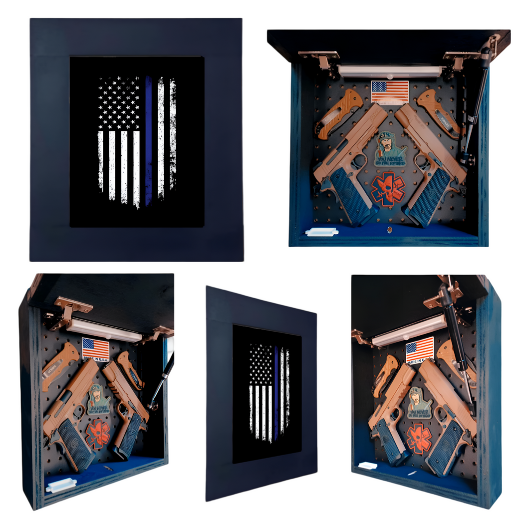 Thin Blue Line Flag Deluxe Gun Concealment Picture Frame