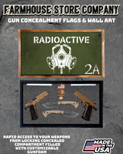 Load image into Gallery viewer, Gun Concealment Flag Deluxe Handgun Wall Art BATTLE-WORN OD GREEN Gas Mask 2A Design
