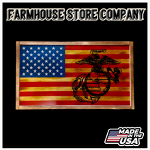 Load image into Gallery viewer, Deluxe Charred US Marine Flag Handgun Concealment Wall Art
