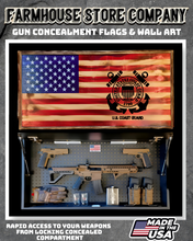 Load image into Gallery viewer, Gun Concealment Flag Deluxe Wall Art Charred US Coast Guard Design
