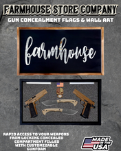 Load image into Gallery viewer, Gun Concealment Flag Deluxe Handgun Wall Art Charred Black Farmhouse Design
