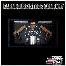 Load image into Gallery viewer, Deluxe Charred RWB American Flag Handgun Concealment Wall Art
