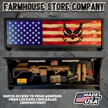 Load image into Gallery viewer, Gun Concealment Coat Rack Black Unit Charred American Flag Air Force Design

