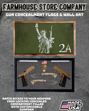 Load image into Gallery viewer, Gun Concealment Flag Deluxe Handgun Wall Art BATTLE-WORN OD GREEN 2A Liberty Design
