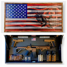 Load image into Gallery viewer, Large Charred Deluxe American Concealment Flag Wall Art 2.0 With Bald Eagle
