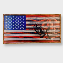 Load image into Gallery viewer, Large Charred Deluxe American Concealment Flag Wall Art 2.0 With Bald Eagle
