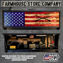 Load image into Gallery viewer, Gun Concealment Coat Rack Black Unit Charred American Flag This We Will Defend Design
