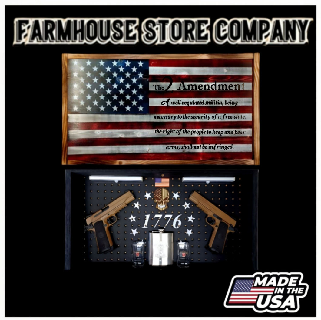 Deluxe Charred American Flag & 2nd Amendment Handgun Concealment Flag Wall Art