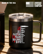 Load image into Gallery viewer, ALL FASTER THAN DIALING 911 BFM 12oz PATRIOTIC MUG
