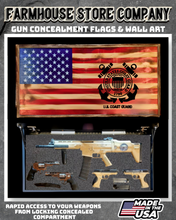 Load image into Gallery viewer, Gun Concealment Flag Deluxe Wall Art Charred US Coast Guard Design
