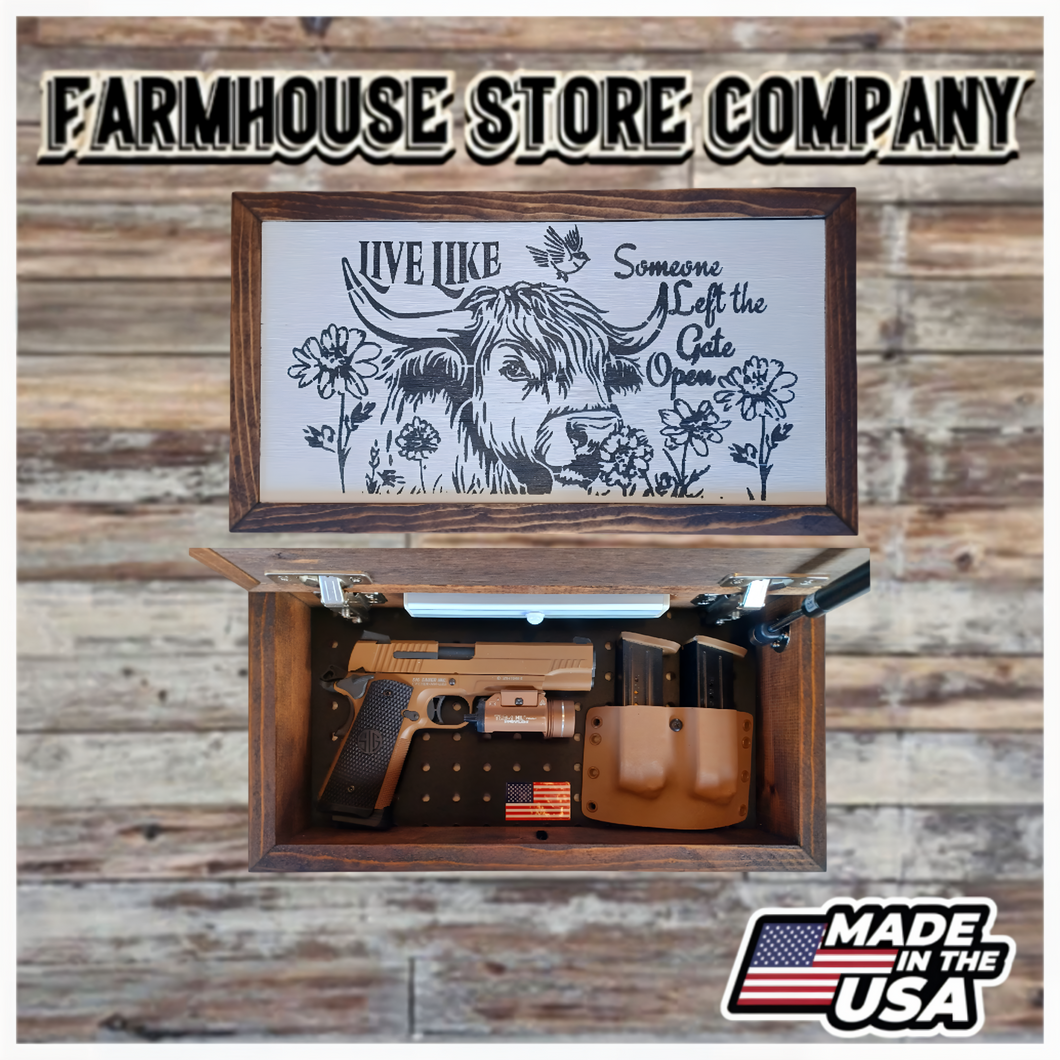 Live Like Someone Left The Gate Open Deluxe Handgun Concealment Wall Art