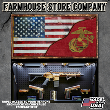 Load image into Gallery viewer, Gun Concealment Flag Deluxe Wall Art TORN &amp; BATTLE-WORN RED Marines Design
